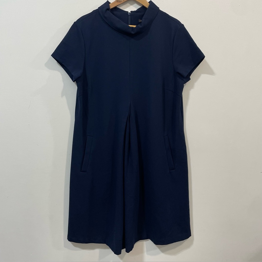 J. McLaughlin Leila Rollover Collar Navy Nautical Cap Sleeve Mini  Dress Size XL